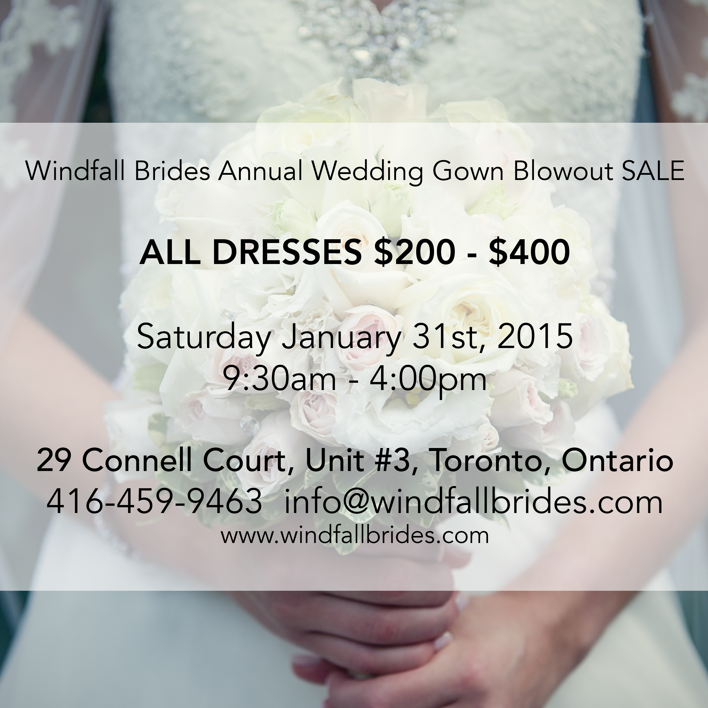  Annual  Wedding  Gown  Blowout Sale  Windfall Brides